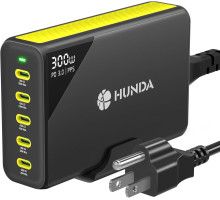 Настільна зарядна станція з 5 портами HUNDA 300 Вт USB C