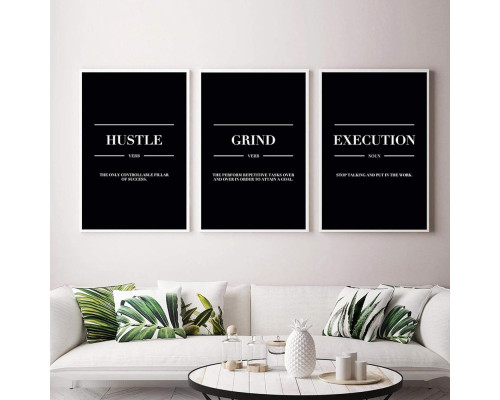 Мотиваційні постери та принти Grind Hustle Execution