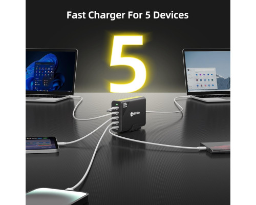 Настільна зарядна станція з 5 портами HUNDA 300 Вт USB C