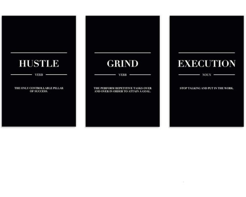 Мотиваційні постери та принти Grind Hustle Execution