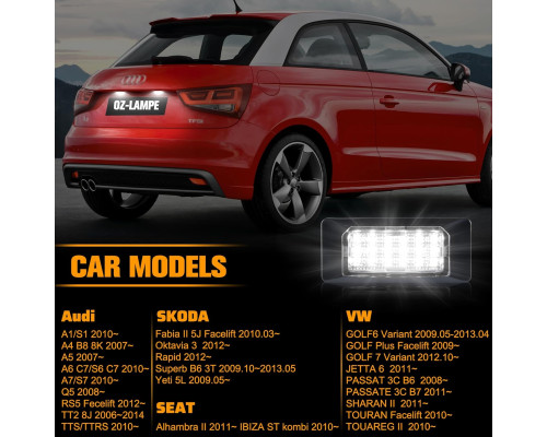 Світлодіодні ліхтарі підсвічування номерного знаку OZ-LAMPE для Audi (Комплект 2шт)