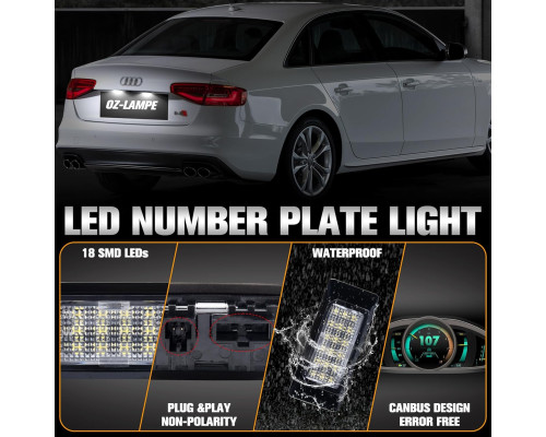 Світлодіодні ліхтарі підсвічування номерного знаку OZ-LAMPE для Audi (Комплект 2шт)