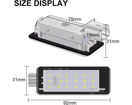 Лампа підсвічування номерного знака WinPower 18 SMD для заднього ліхтаря (Комплект 2шт)