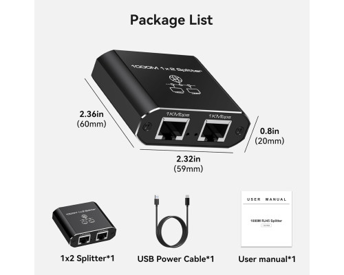 Розгалужувач Ethernet VEDINDUST 1000 Мбіт/с, 2 порти