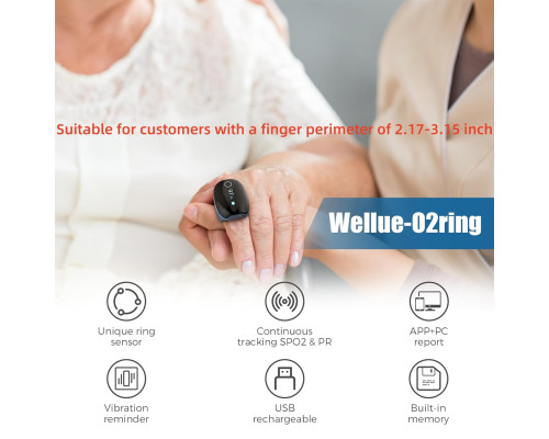Пульсоксиметр Wellue O2Ring Bluetooth з вібраційним нагадуванням
