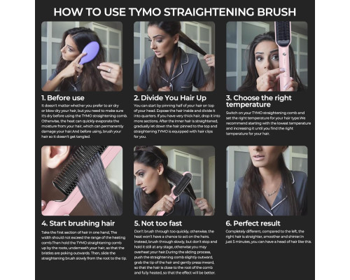 Гребінець-випрямляч для волосся TYMO Ring Hair Straightener Brush