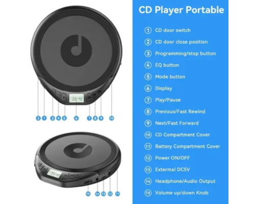 Портативний CD-програвач з навушниками KOVCDVI