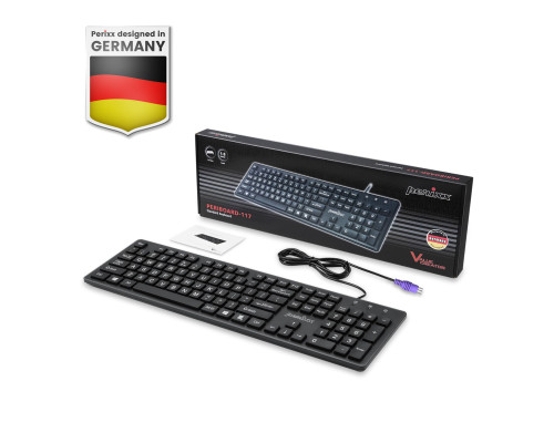 Дротова повнорозмірна клавіатура Perixx PERIBOARD-117P PS2