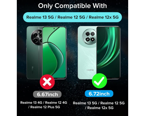 Набір із 2 шт захисного скла та 2 шт захисних накладок на камеру для Realme 12/Realme 12Х