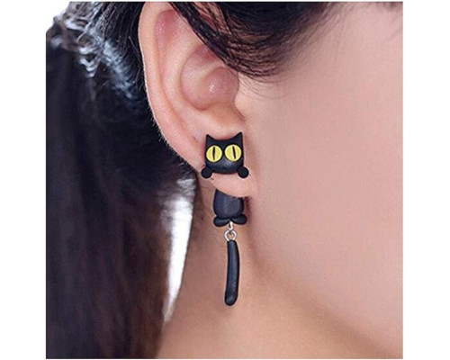Сережки з чорними котиками