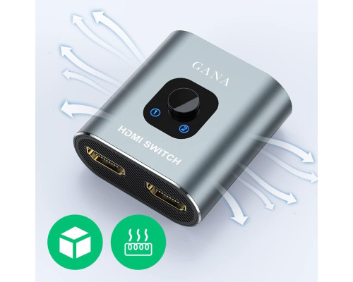 Перемикач HDMI GANA 4K 2в1 для мультимедійних пристроїв