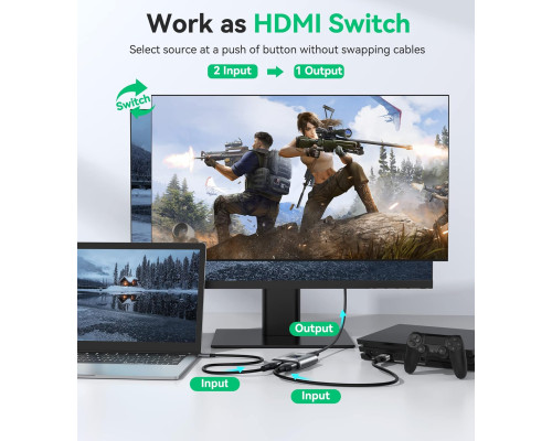 Перемикач HDMI GANA 4K 2в1 для мультимедійних пристроїв