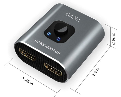 Перемикач HDMI GANA 4K 2в1 для мультимедійних пристроїв