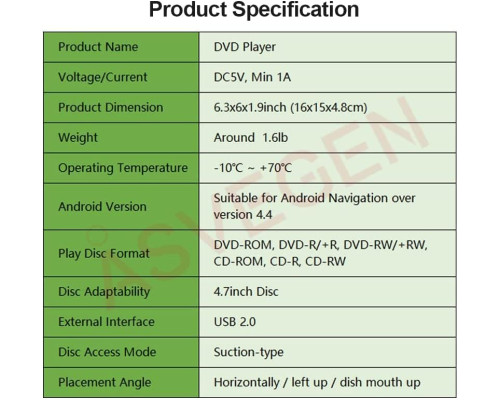 Зовнішній USB DVD привід для автомобільної стереосистеми Android
