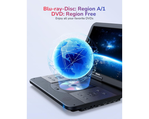 Портативний Blu-ray DVD-плеєр з діагоналлю екрану 17,6 дюймів