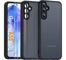 Матовий чохол для Samsung Galaxy A55 5G із захисним покриттям для камери та 2 частинами загартованого скла