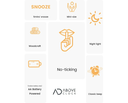 Безшумний будильник aboveClock на батарейках