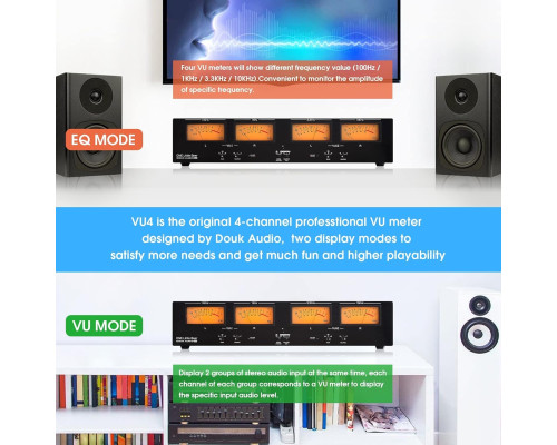 4-канальний аналоговий VU-метр та аудіоперемикач Douk Audio