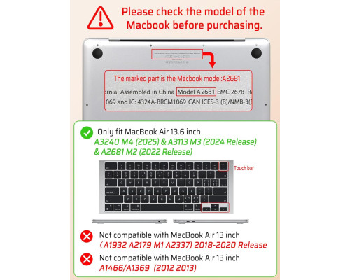 Чохол Seorsok сумісний з MacBook Air 13,6 дюйми