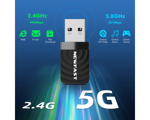 Бездротовий USB-адаптер NEWFAST WiFi 1300 Мбіт/с
