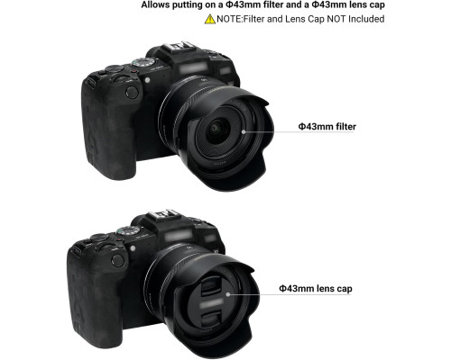 Бленда об'єктива для Canon RF 16mm F2.8 STM на камері EOS R5 II R6 II R8 R1 R3 RP R