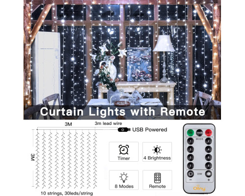 Гірлянда Ollny Curtain Lights (біле світло)