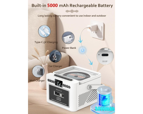 Касетний CD-програвач / бумбокс Jimeng з Bluetooth та акумулятором FM/AUX/Micro SD/USB