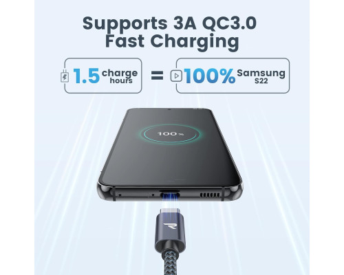 Короткий кабель для заряджання USB C RAMPOW 20 см