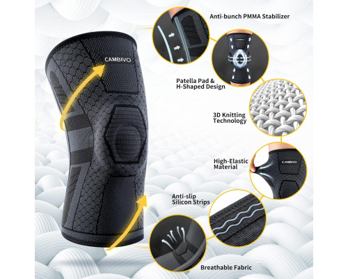 Компресійний бандаж на коліно з бічними стабілізаторами CAMBIVO Knee Support XL (2 шт. в упаковці)