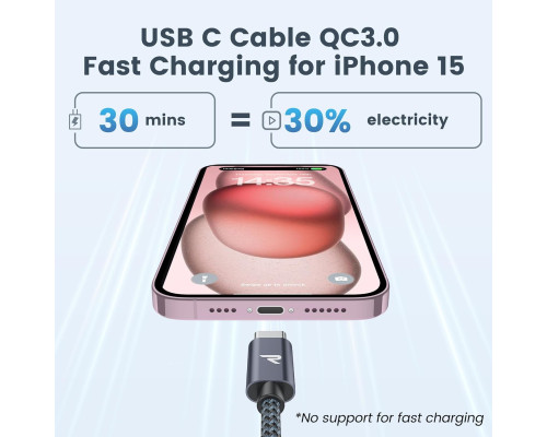 Короткий кабель для заряджання USB C RAMPOW 20 см