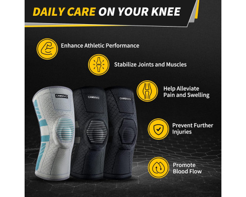 Компресійний бандаж на коліно з бічними стабілізаторами CAMBIVO Knee Support XL (2 шт. в упаковці)