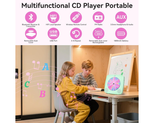 Портативний CD-програвач з акумулятором та Bluetooth