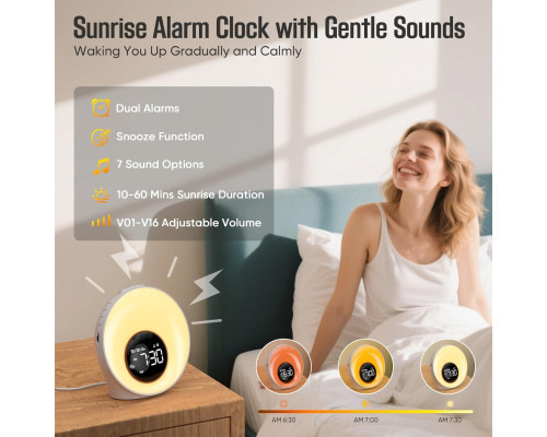 Будильник-нічник Wake Up Light Sunrise з функцією білого шуму