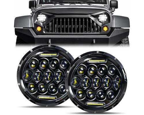 Круглі світлодіодні фари AAIWA діаметром 7 дюймів сумісні з J-eep Wrangler JK/JKU/TJ/LJ/CJ, Chevrolet, Ford та іншими