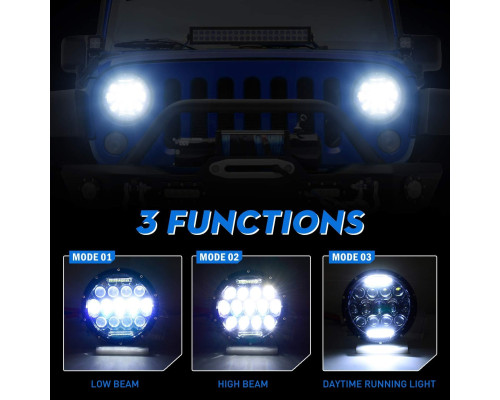 Круглі світлодіодні фари AAIWA діаметром 7 дюймів сумісні з J-eep Wrangler JK/JKU/TJ/LJ/CJ, Chevrolet, Ford та іншими