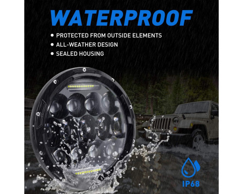 Круглі світлодіодні фари AAIWA діаметром 7 дюймів сумісні з J-eep Wrangler JK/JKU/TJ/LJ/CJ, Chevrolet, Ford та іншими